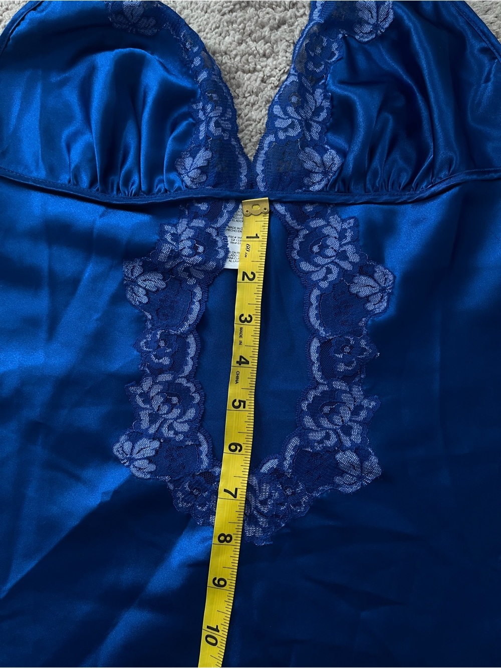 Avon Blue Satin Lace Trim Babydoll Slip Dress Chemise Sz L Romantic Boudoir - Picture 7 of 9